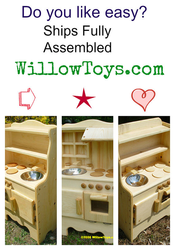 Small Wooden Play Kitchen
 Items similar to No Assembly Required Waldorf toy kitchen
