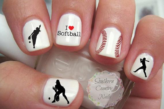Softball Nail Designs
 Sports Softball Nail Art Decals