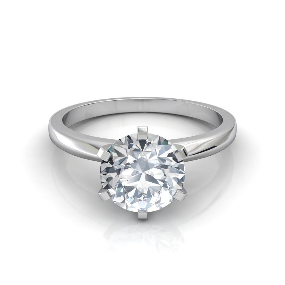Solitaire Diamond Rings
 Six prong Solitaire Engagement Ring in Platinum or Gold