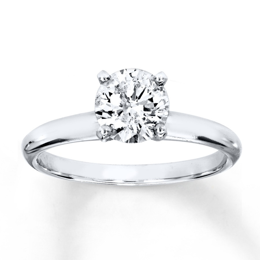 Solitaire Diamond Rings
 Diamond Solitaire Ring 1 Carat Round cut 14K White Gold