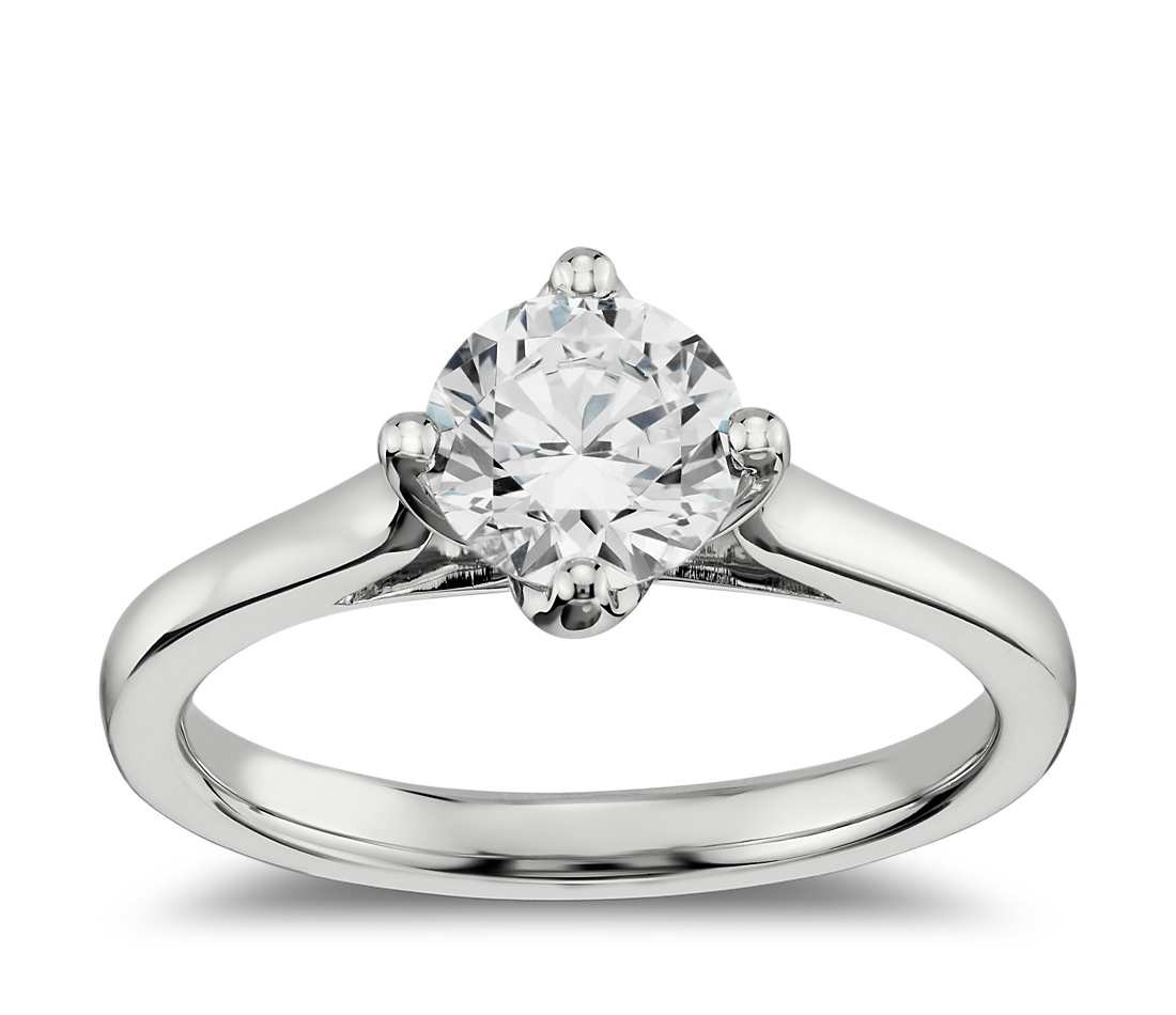 Solitaire Diamond Rings
 East West Solitaire Engagement Ring in 14k White Gold