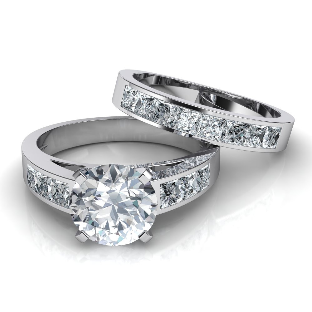 Solitaire Wedding Ring Sets
 Channel Set Diamond Engagement Ring & Matching Wedding