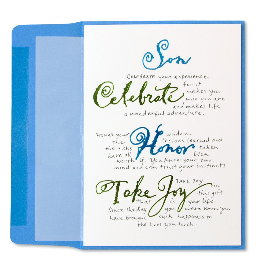 Son Birthday Cards
 Loose Calligraphy For Son Family Birthday Cards