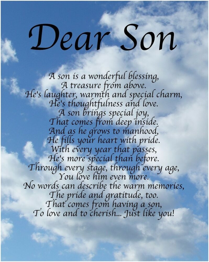 Son Birthday Quotes
 Personalised Dear Son Poem Birthday Christmas Gift Present