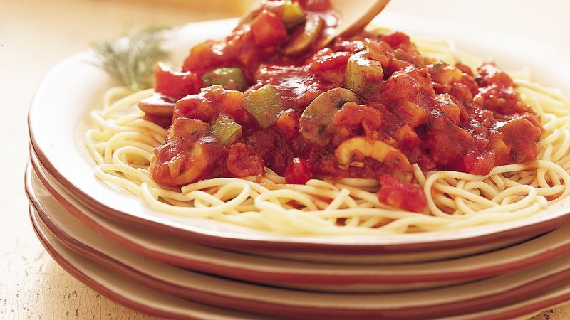 Spaghetti Vegetarian Recipes
 Ve able Spaghetti Sauce recipe from Betty Crocker