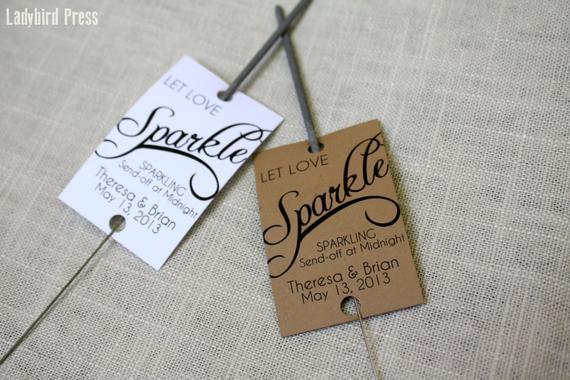 Sparklers Wedding Favor
 Sparkler Wedding Tags Personalized Printable Wedding Favor