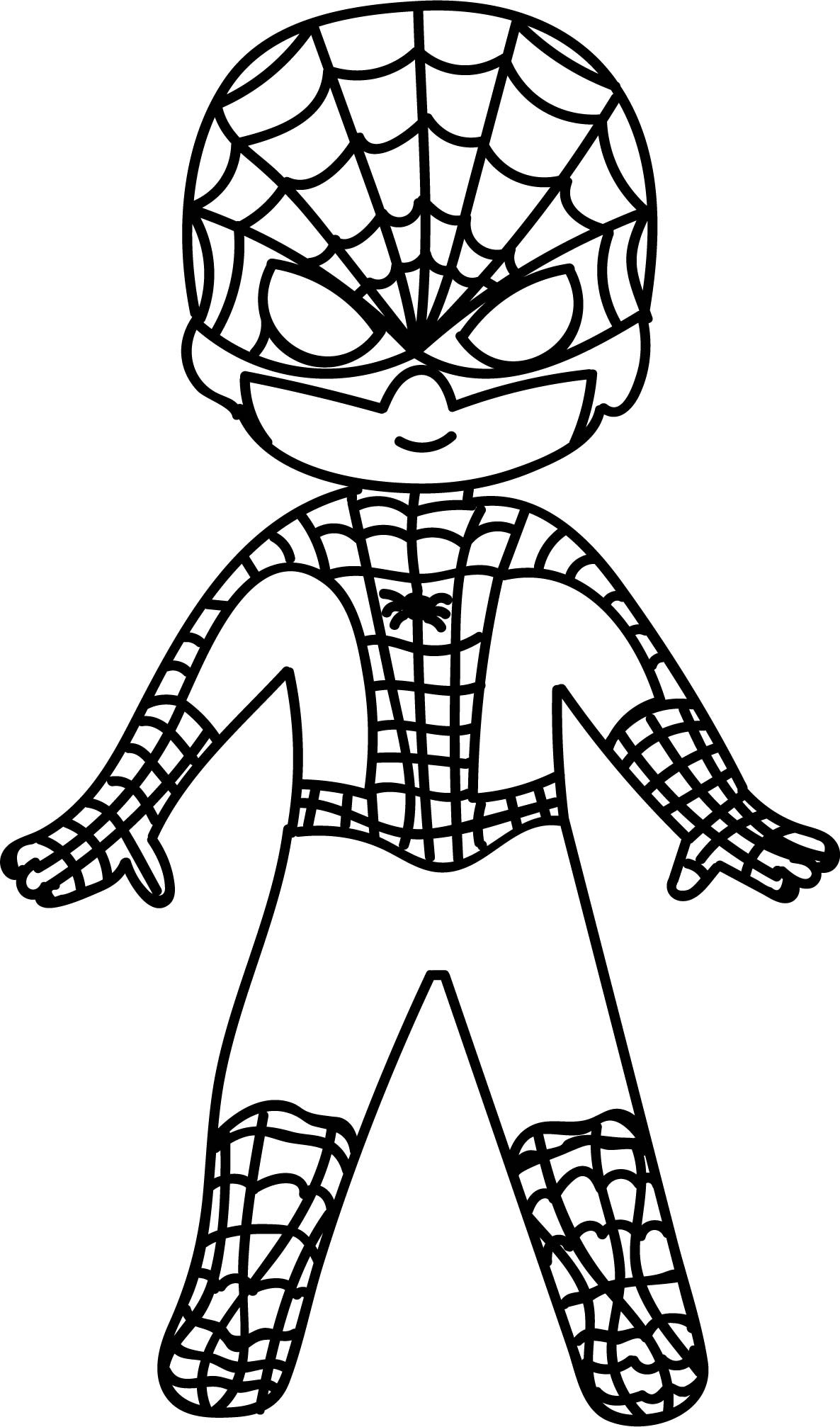 Spiderman Coloring Pages For Toddlers
 Waiting Cartoon Superhero Spiderman Kid Coloring Page