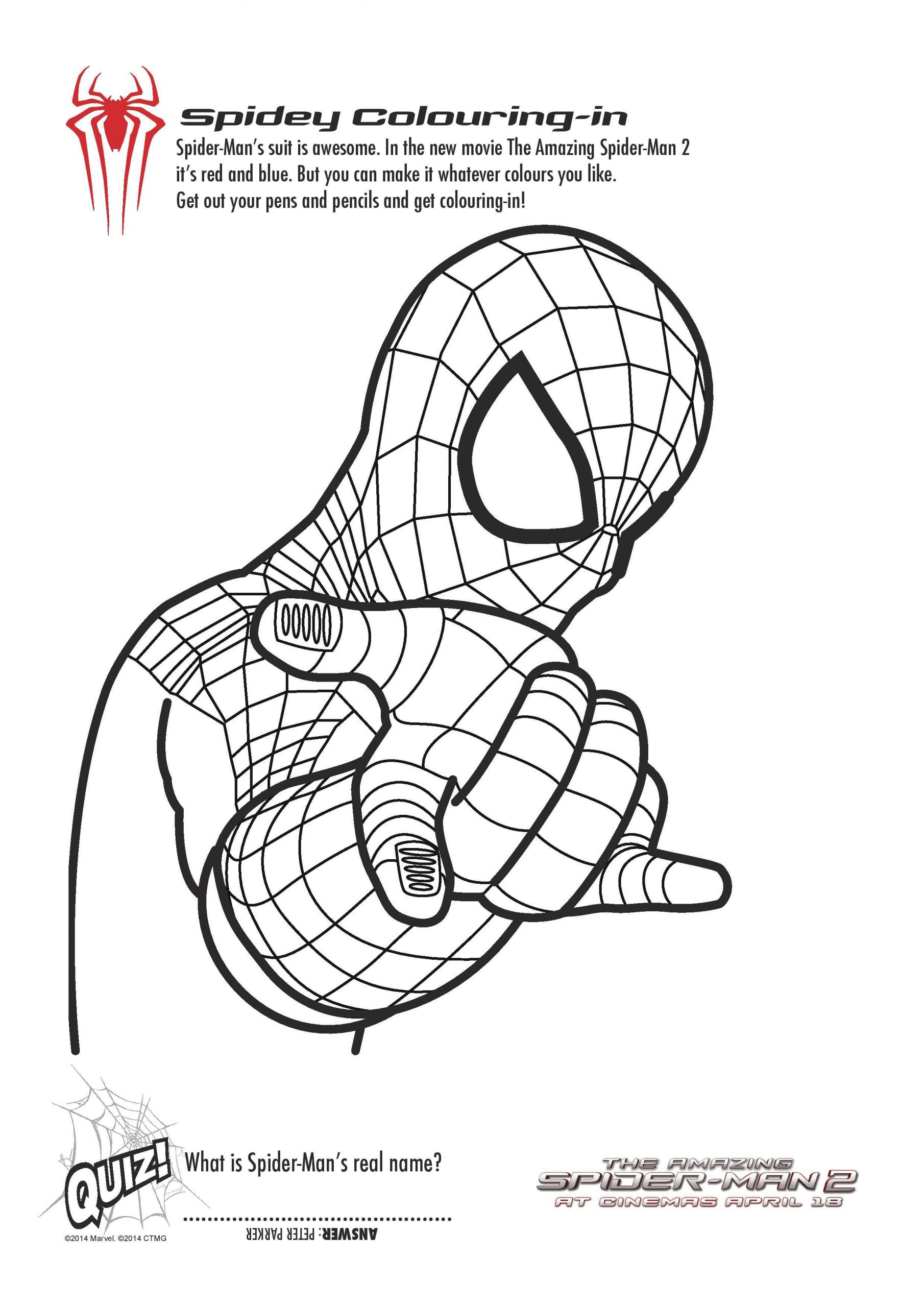 Spiderman Coloring Pages Printable
 Free Printable Spiderman Colouring Pages and Activity
