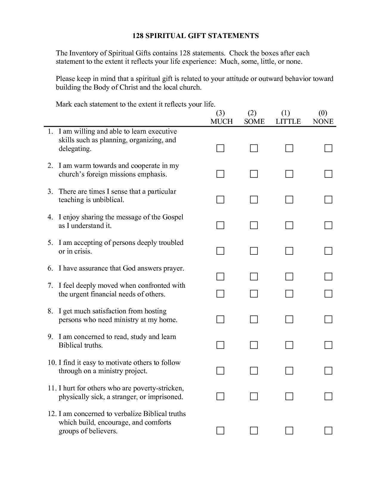 Spiritual Gifts Test For Kids
 12 Best of Celebrate Recovery Inventory Worksheet
