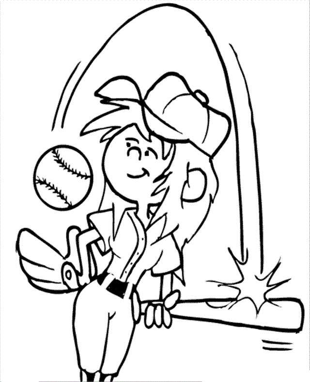 Sports Coloring Pages For Girls
 girl softball player cartoon coloring page
