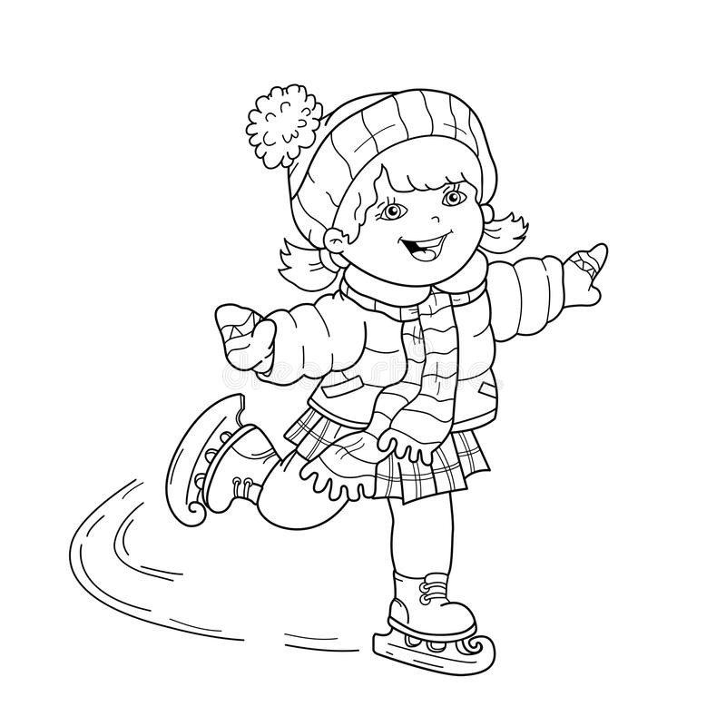 Sports Coloring Pages For Girls
 Coloring Page Outline Cartoon Girl Skating Winter