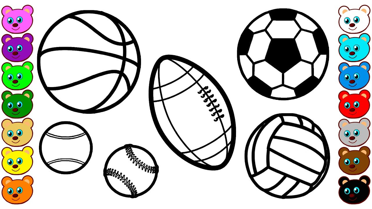 Sports Coloring Pages For Kids
 Sport Balls Coloring Pages for Kids