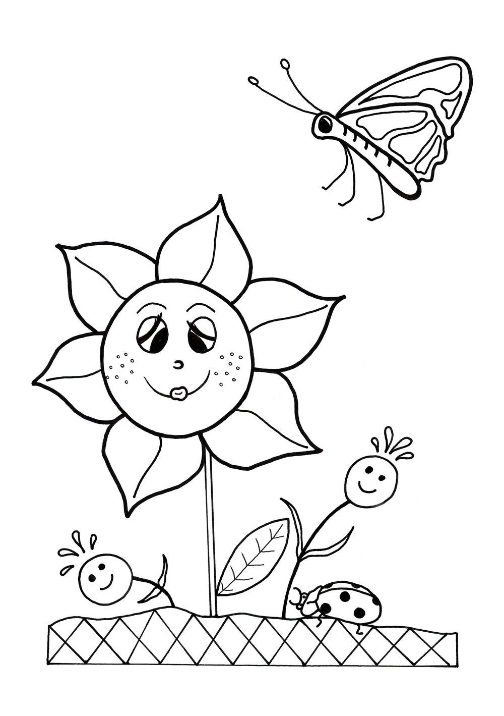 Spring Coloring Pages Free Printable
 Dancing Flowers Spring Coloring Sheet