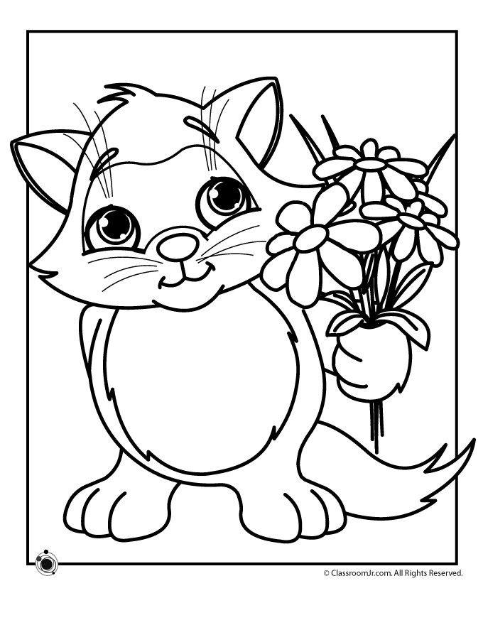 Spring Coloring Sheets For Kids
 Spring Kitten Coloring Page