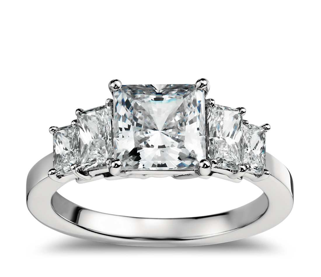 Square Wedding Rings
 Four Stone Square Brilliant Diamond Engagement Ring in