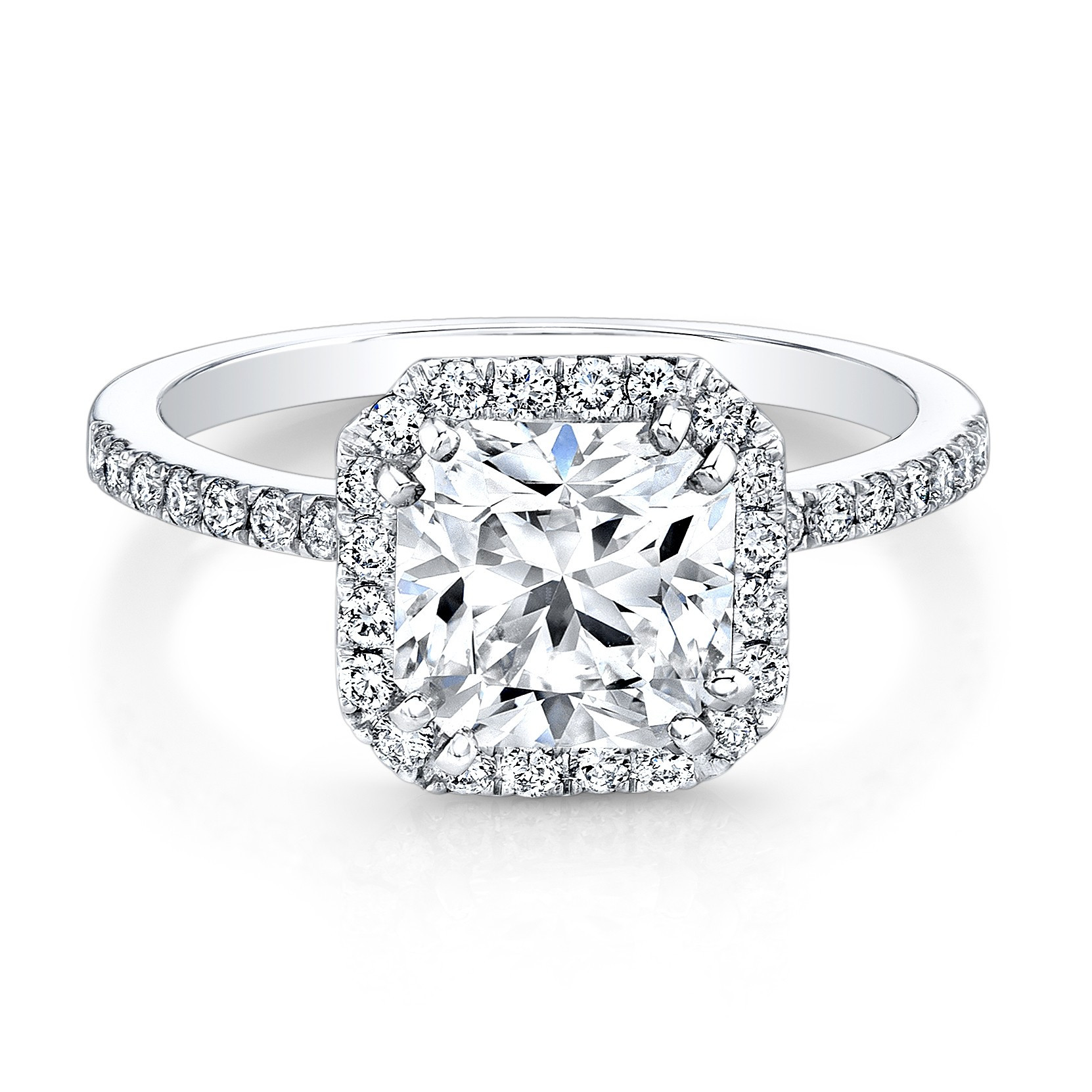 Square Wedding Rings
 White Gold Square Halo Bezel Set Diamond Ring Engagement