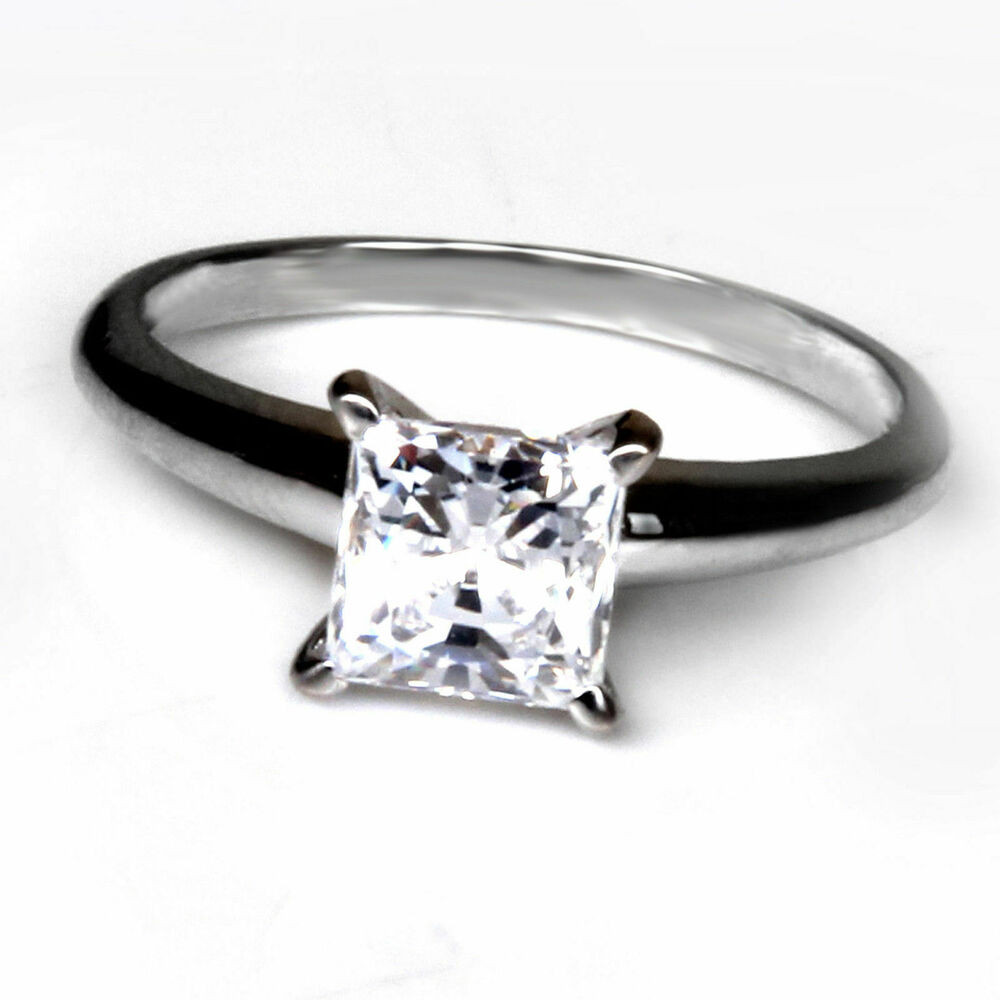 Square Wedding Rings
 1 8 Ct Square Princess Cut Solitaire Engagement Ring 14K