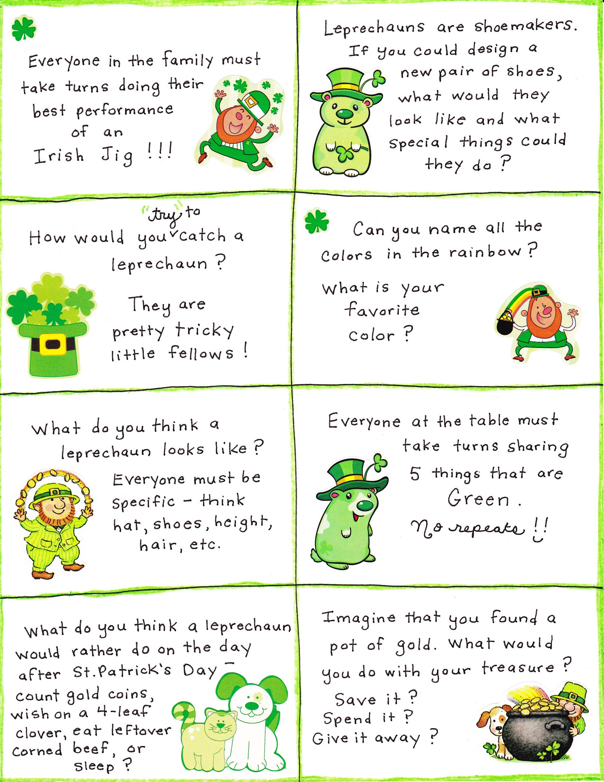 St Patrick Day Activities
 St Patrick s Day Conversation Cards FREE Printable