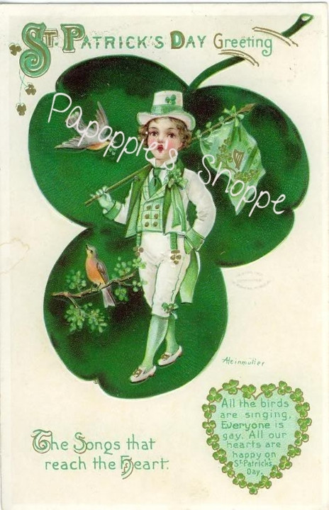 St Patrick'S Day Dessert
 St Patrick s Day Fabric Block Vintage Postcard on Fabric