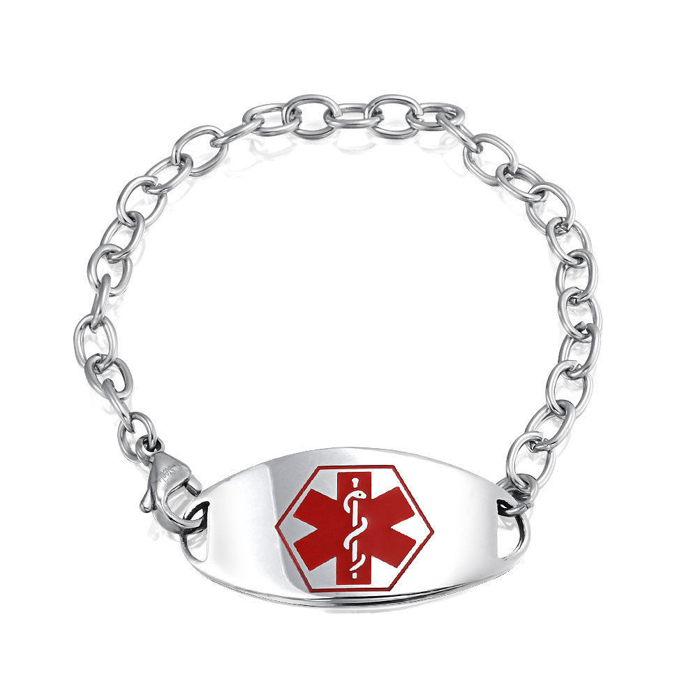 Stainless Steel Medical Id Bracelets
 Bling Jewelry Stainless Steel Medical Alert Oval ID Tag