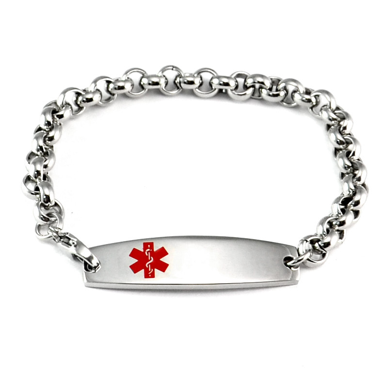 Stainless Steel Medical Id Bracelets
 Rolo Chain Stainless Steel Medical ID Bracelet