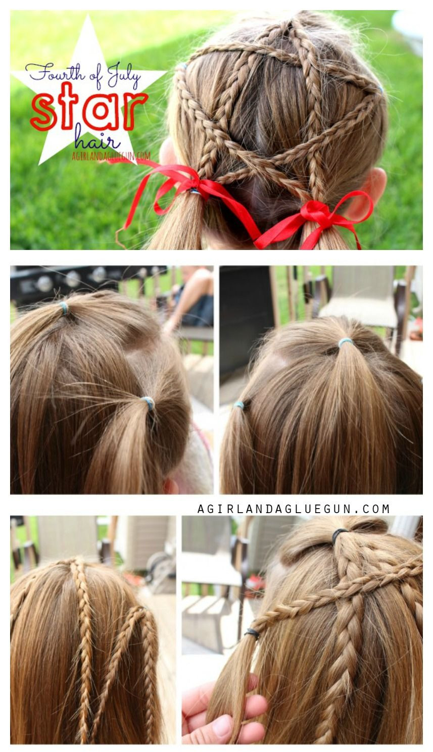 Star Hairstyle For Little Girl
 fourth of july STAR hair