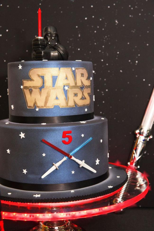 Star Wars Birthday Cake Ideas
 A Good vs Evil Star Wars Dessert Table Spaceships and