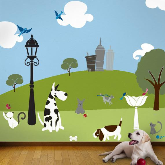 Stencils For Kids Room
 Cat and Dog Wall Mural Stencil Kit for Kids or Baby Room