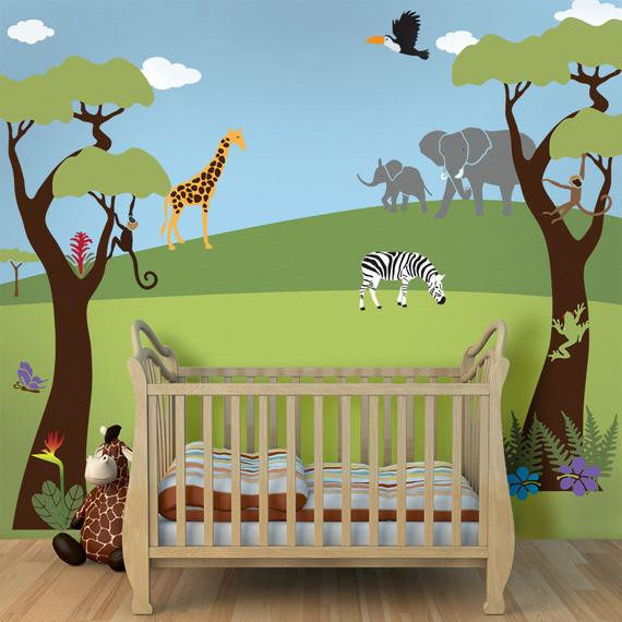 Stencils For Kids Room
 Jungle Wall Mural Stencil Kit for Baby Nursery Wall Mural