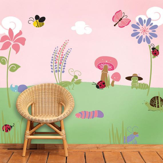 Stencils For Kids Room
 Flower and Bug Wall Stencils for Girls Room Baby by