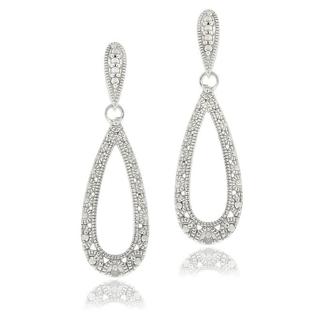 Sterling Silver Dangle Earrings
 DB Designs Sterling Silver Diamond Accent Lace Design