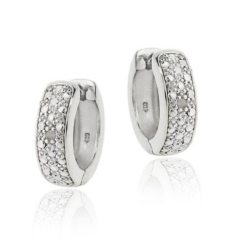Sterling Silver Diamond Earrings
 925 Sterling Silver Diamond Accent Huggie Hoop Earrings