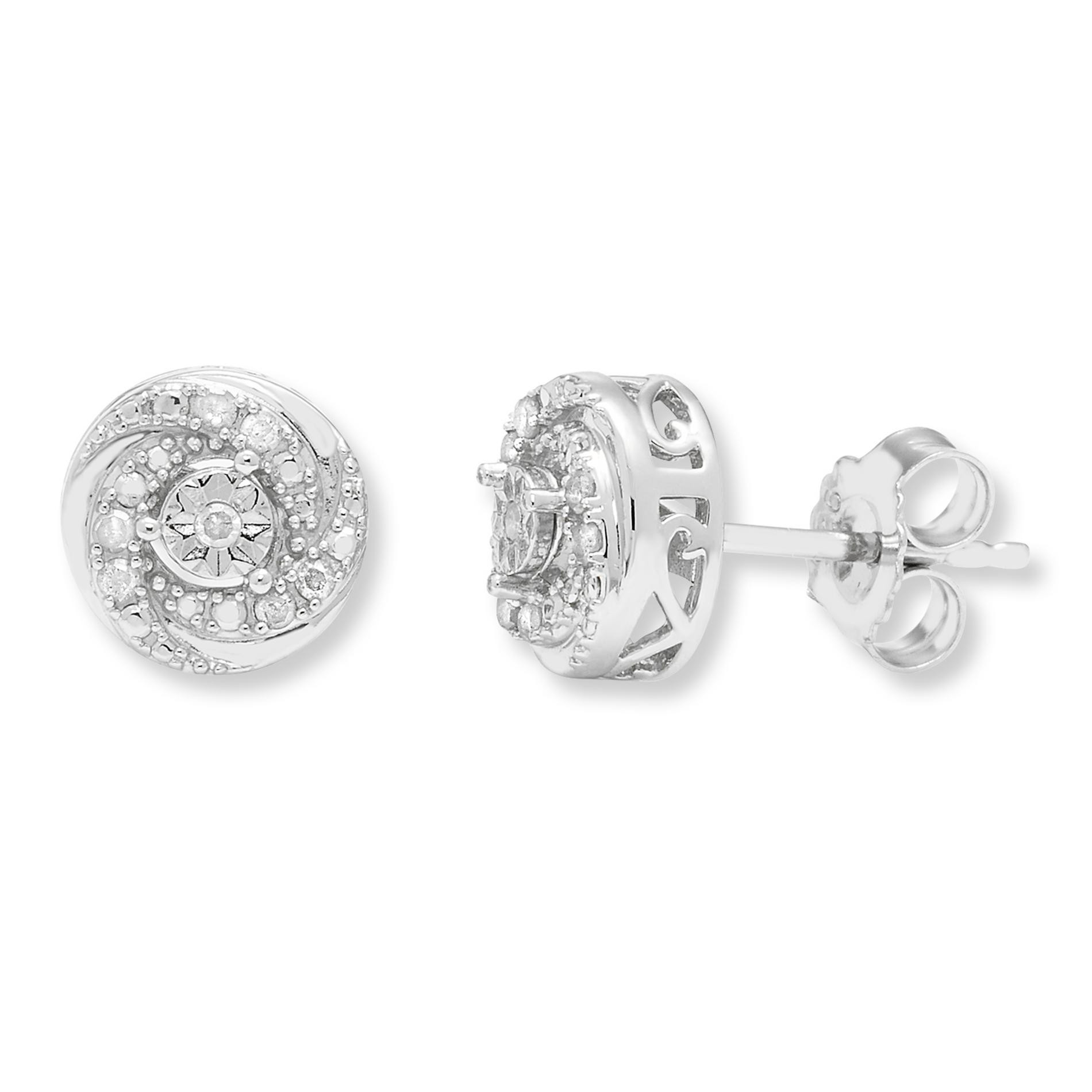 Sterling Silver Diamond Earrings
 Sterling Silver 1 10 cttw Diamond Stud Earrings