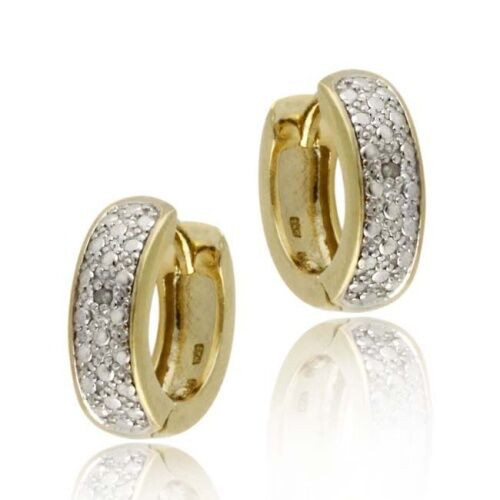 Sterling Silver Diamond Earrings
 Gold Plated Sterling Silver Diamond Accent Huggie Hoop