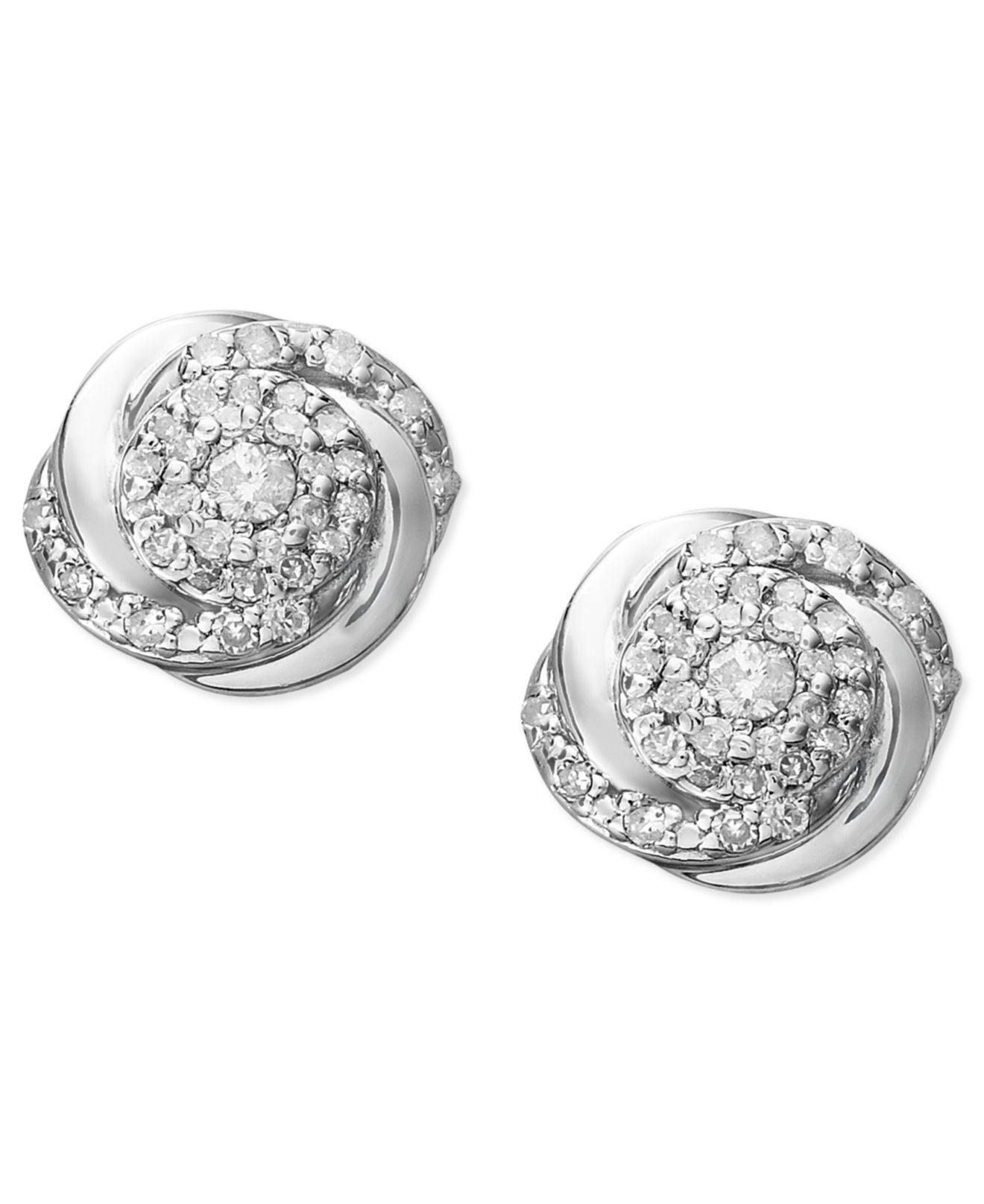 Sterling Silver Diamond Earrings
 Lyst Wrapped In Love Pavé Diamond Stud Earrings In