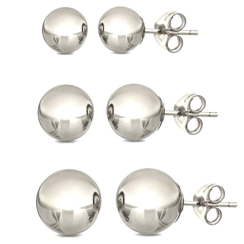 Sterling Silver Stud Earrings Set
 Sterling Silver Ball Stud Earring 3 Pair Set