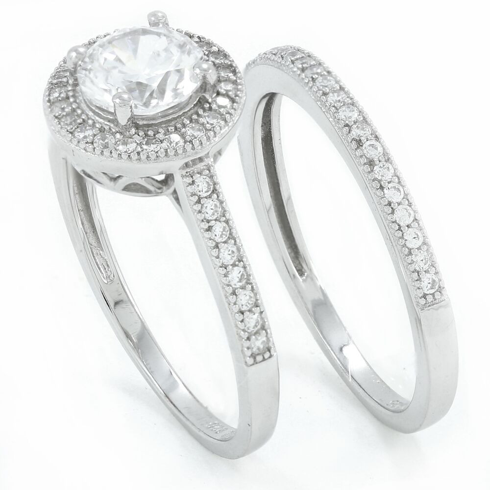 Sterling Silver Wedding Ring Sets
 925 sterling silver round cut simulated diamond
