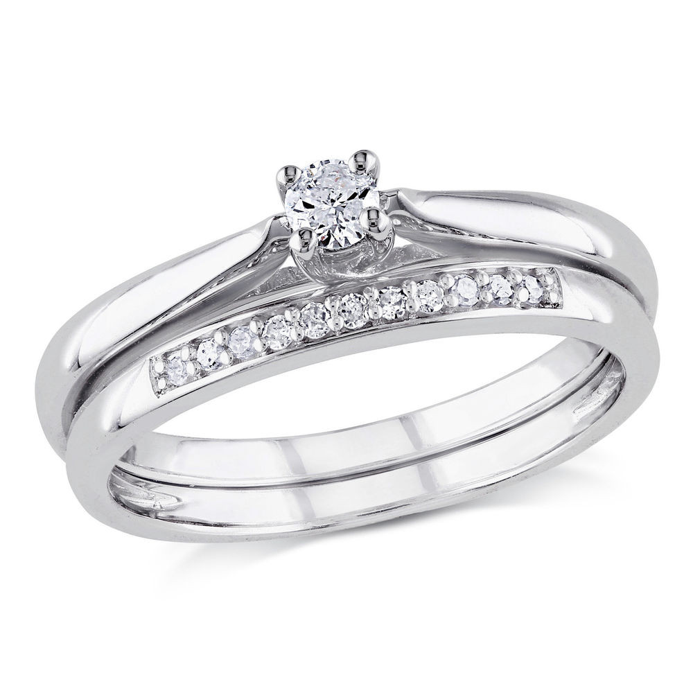 Sterling Silver Wedding Ring Sets
 Miadora Sterling Silver 1 6ct TDW Diamond Bridal Ring Set
