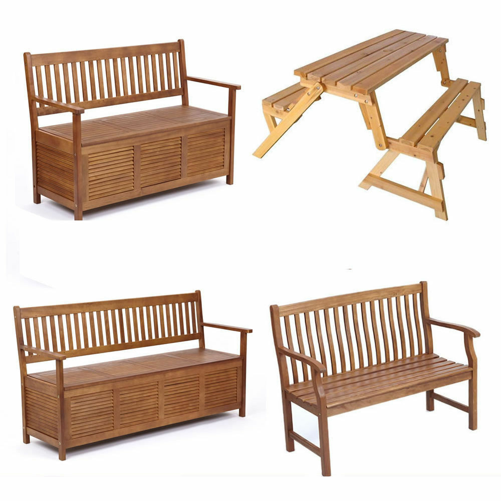 Storage Bench Outdoors
 Garden Patio Outdoor Solid Hardwood Wooden Bench Seat
