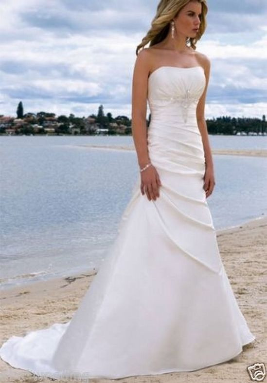 Strapless Beach Wedding Dresses
 New Strapless White ivory Beach Gown beach Wedding Dress