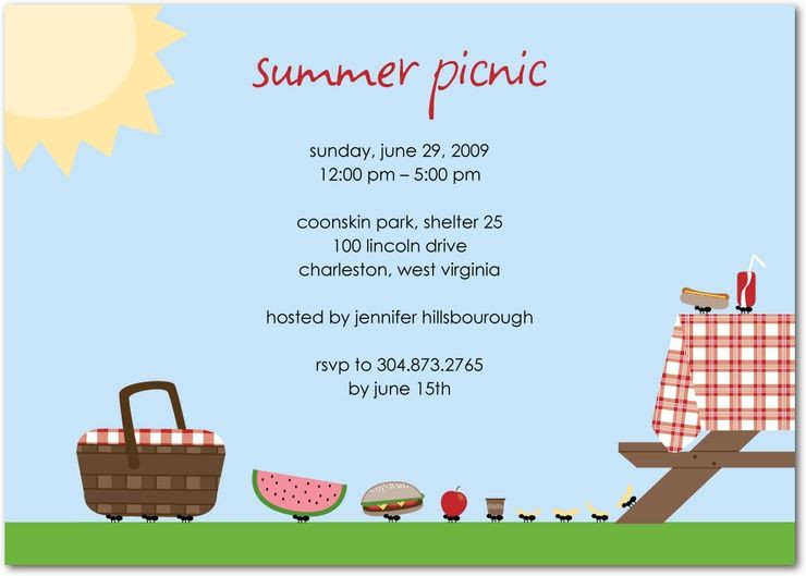 Summer Party Invitation Wording Ideas
 summer picnic invite idea Craftiness