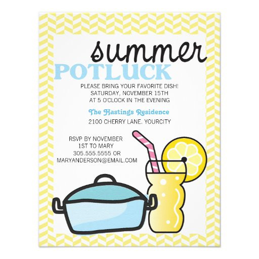 Summer Party Invitation Wording Ideas
 Bright Summer Potluck 4 25" X 5 5" Invitation Card