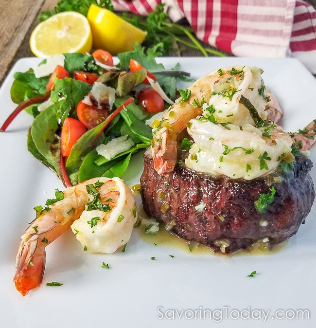 Surf And Turf Dinner Party Ideas
 Grilled Steak and Shrimp Scampi Date Night Dinner for Two