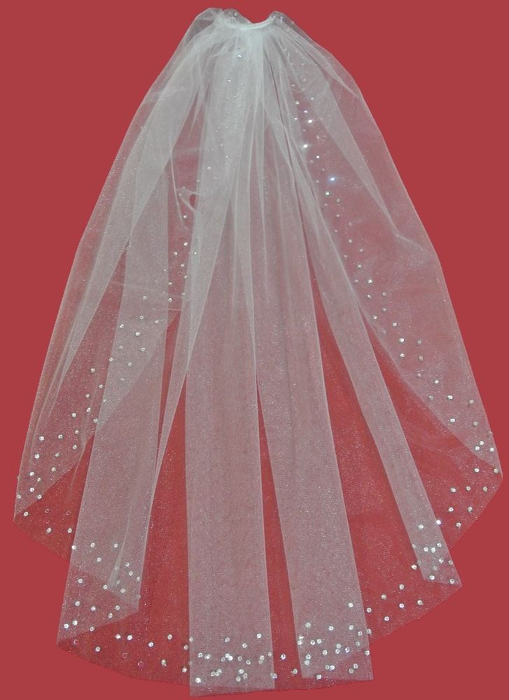 Swarovski Crystal Wedding Veil
 Swarovski Crystal Rhinestones Cut Edge Wedding Bridal Veil