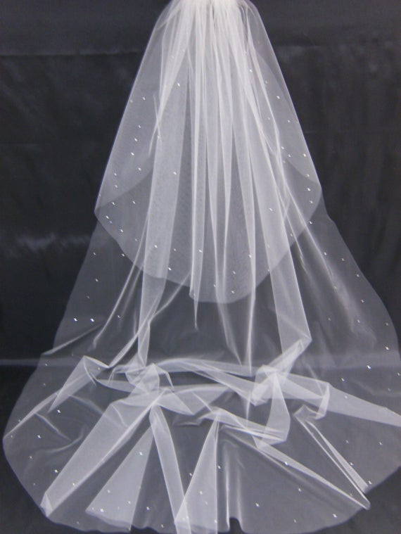 Swarovski Crystal Wedding Veil
 Bridal Veil Swarovski Crystal Rhinestone Edged by