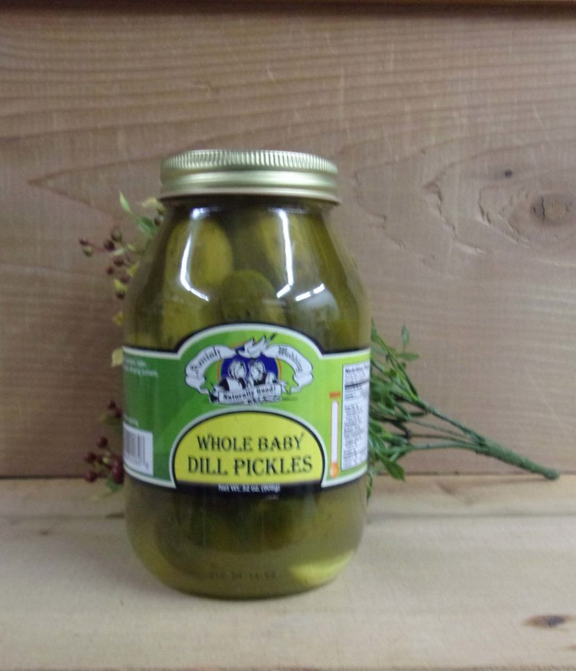 Sweet Baby Pickles
 Whole Baby Dill Pickles – 32 oz Amish Wedding – Osceola