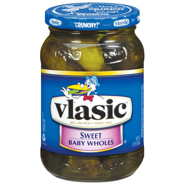 Sweet Baby Pickles
 Vlasic Sweet Baby Wholes Pickles 16 fl oz from Publix