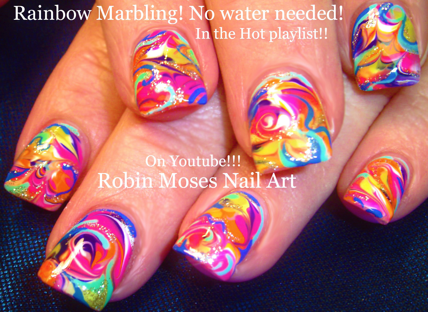 Swirl Nail Art Without Water
 Robin Moses Nail Art Marble Nails with No Water Needed