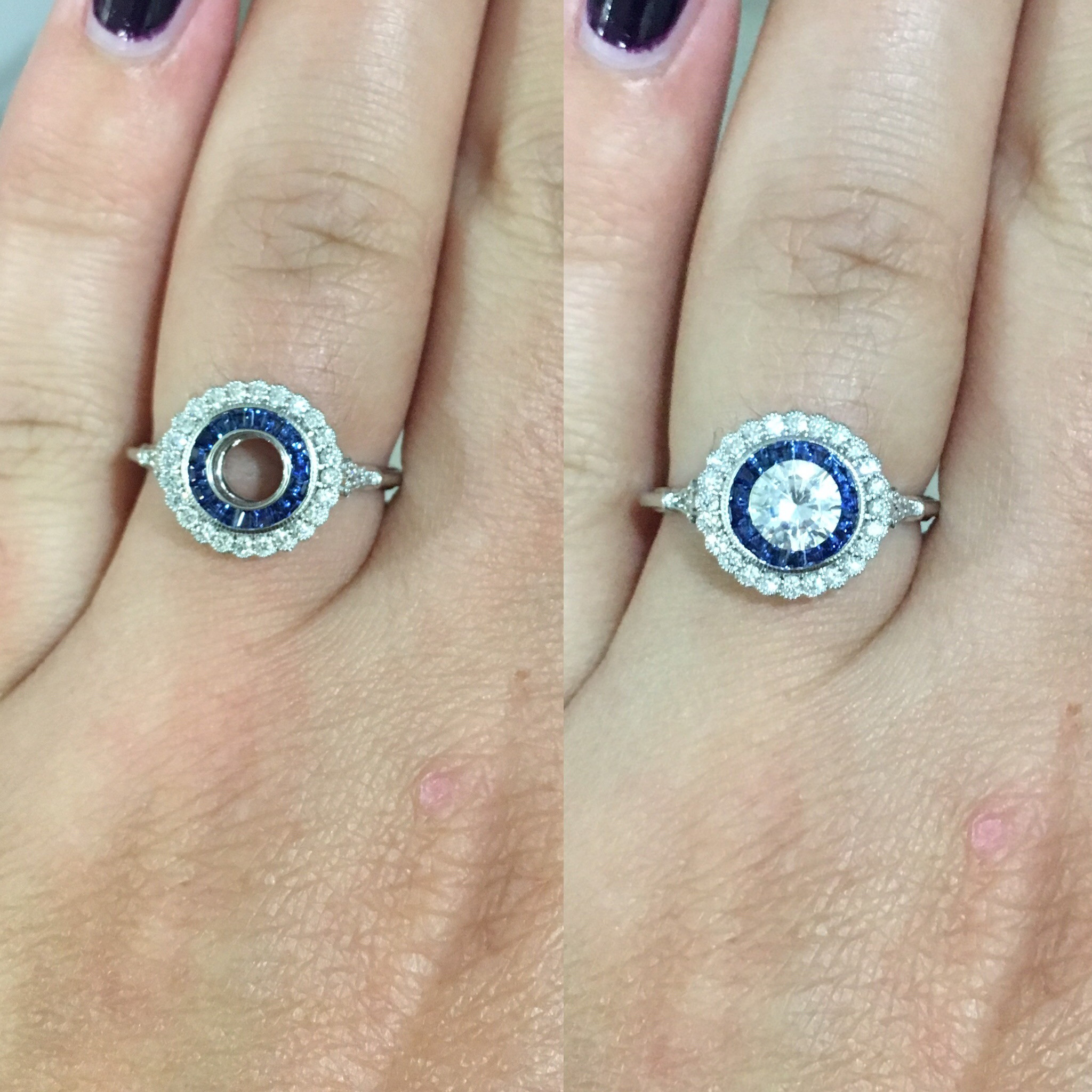 Target Wedding Rings
 Show me your art deco tar diamond with sapphire halo rings