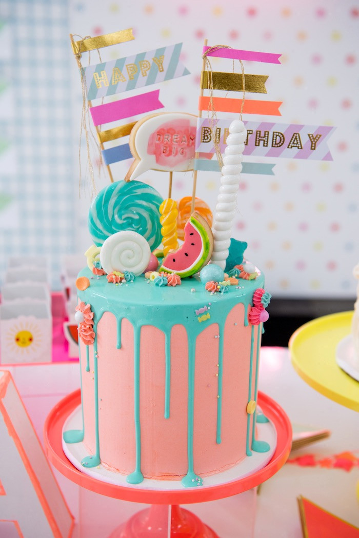 Teenage Birthday Cakes
 Kara s Party Ideas Pastel Neon Teen Birthday Party